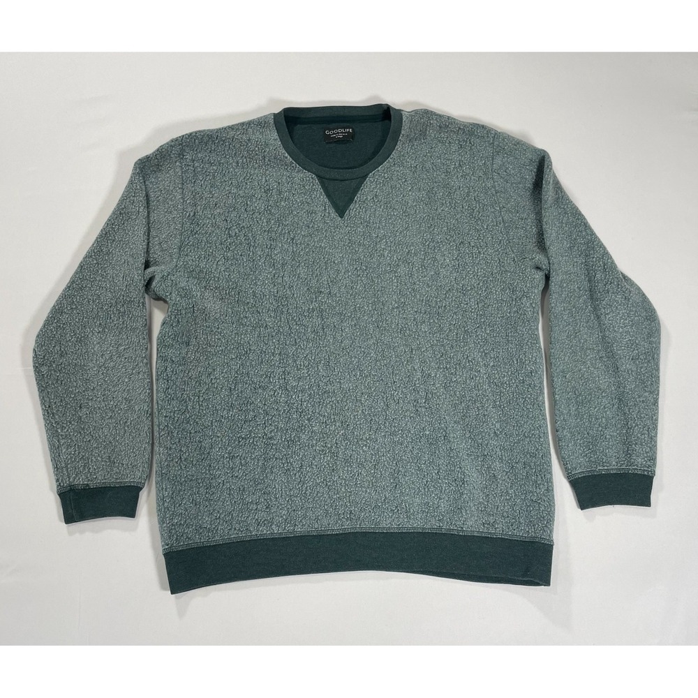 Goodlife Mens Fleece Sherpa Pullover Crewneck Sweater Green Size XL